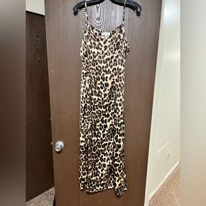 Leopard Satin Midi Dress